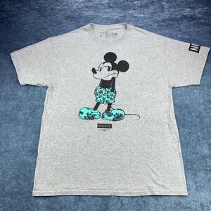 Disney Neff Mickey Mouse Floral Graphic T-Shirt Gray Mens Large L/G Streetwear